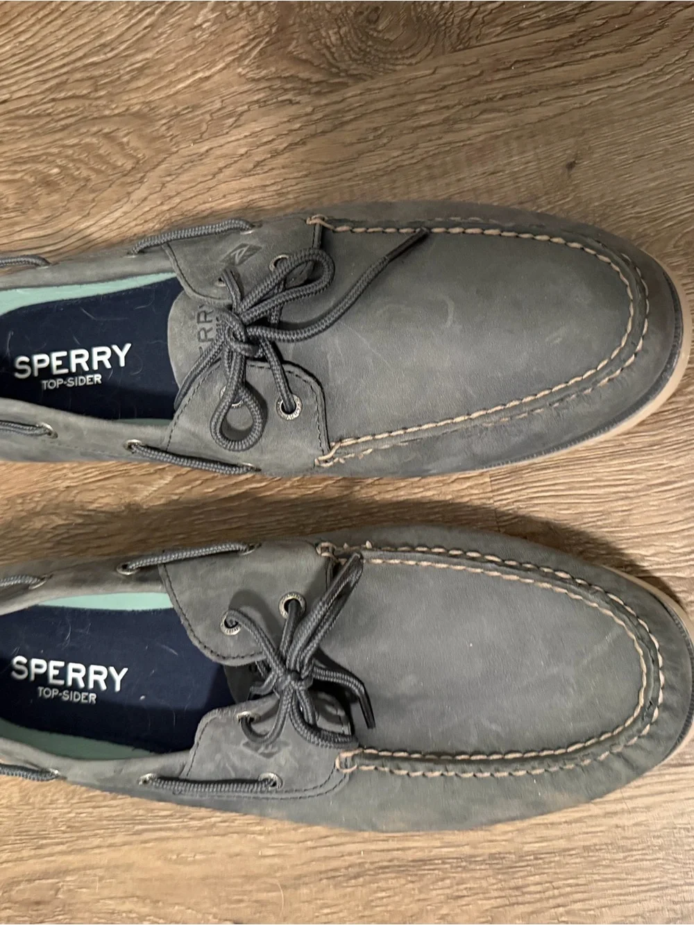 Sperry Men's Gray/blue Leather Moc-Toe Boat Shoes